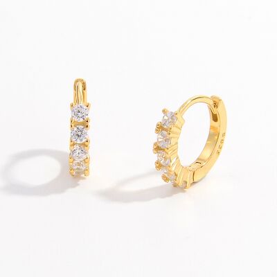 925 Sterling Silver Inlaid Zircon Huggie Earrings