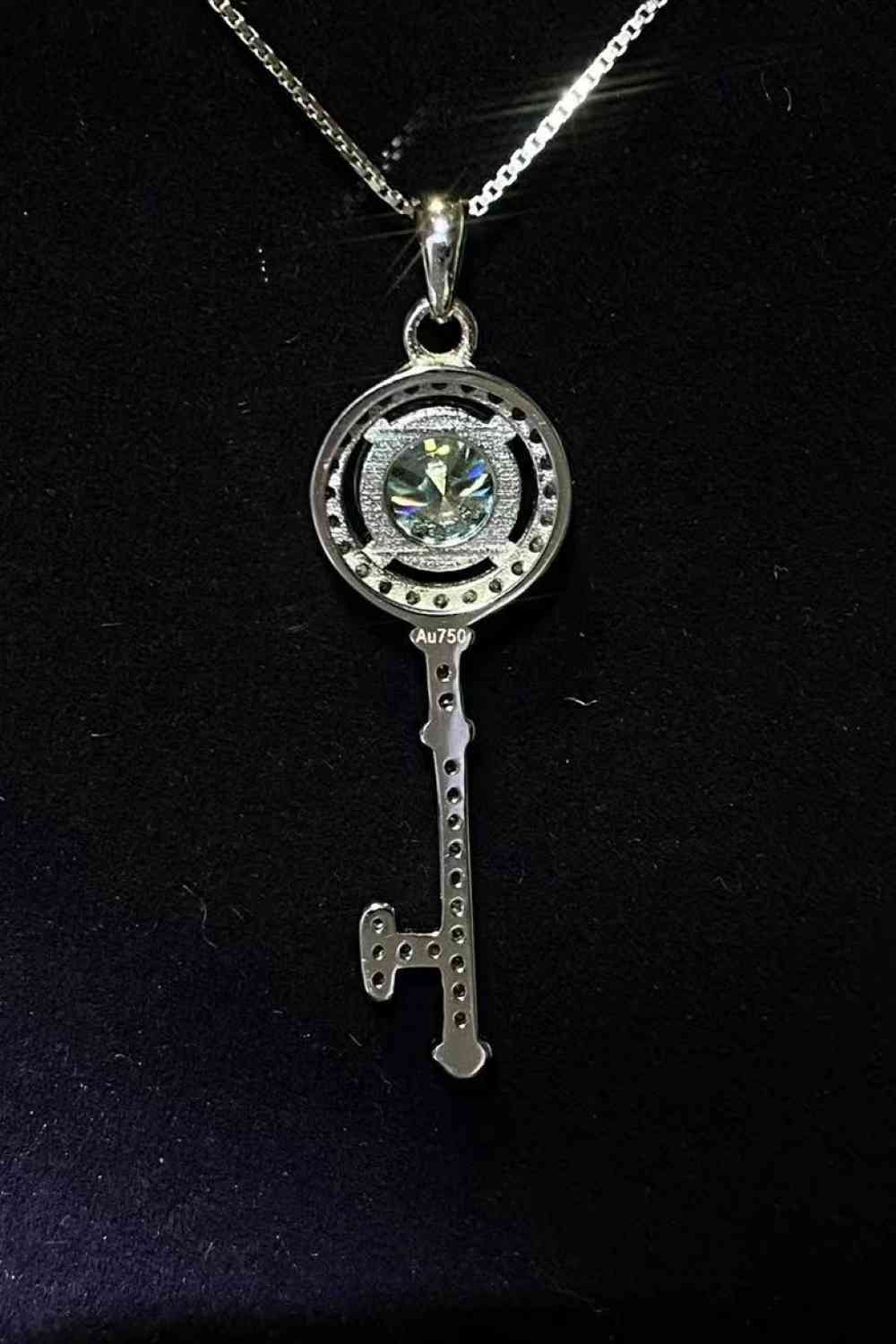 1 Carat Moissanite Key Pendant Necklace