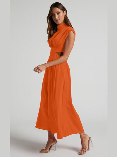 Cutout Mock Neck Sleeveless Dress