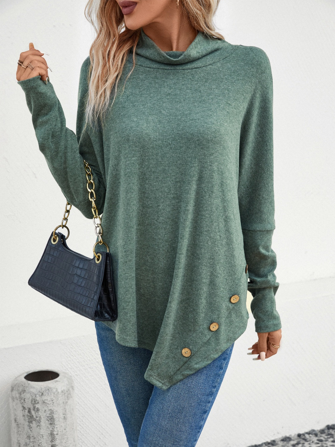 Mock Neck Long Sleeve T-Shirt