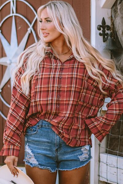 Plaid Button Up Long Sleeve Shirt