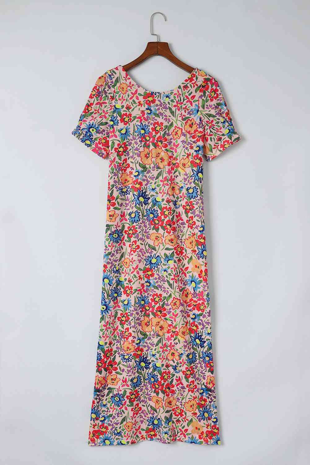 Floral Round Neck Short Sleeve Dress