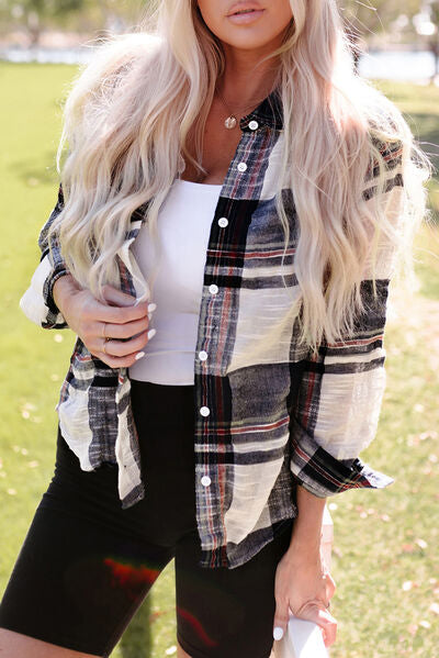 Plaid Button Up Long Sleeve Shirt