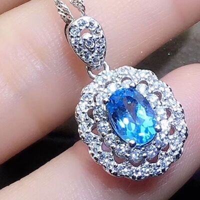 Silver-Plated Zircon Pendant Necklace