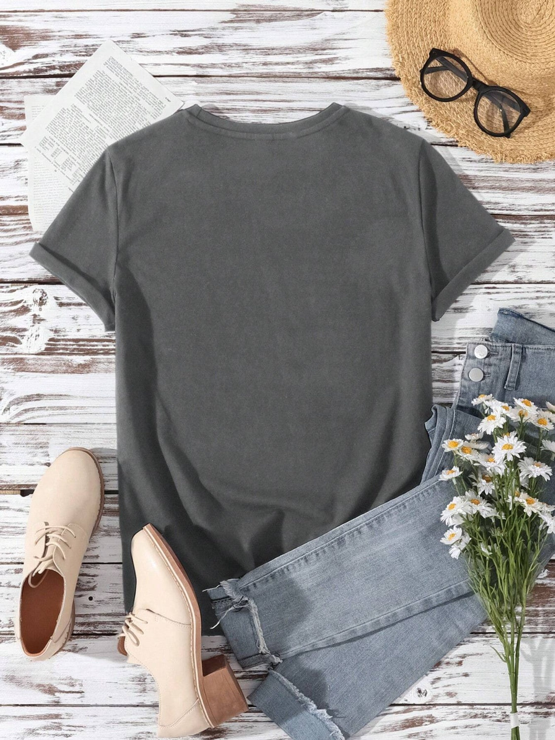 Lucky Clover Round Neck Short Sleeve T-Shirt